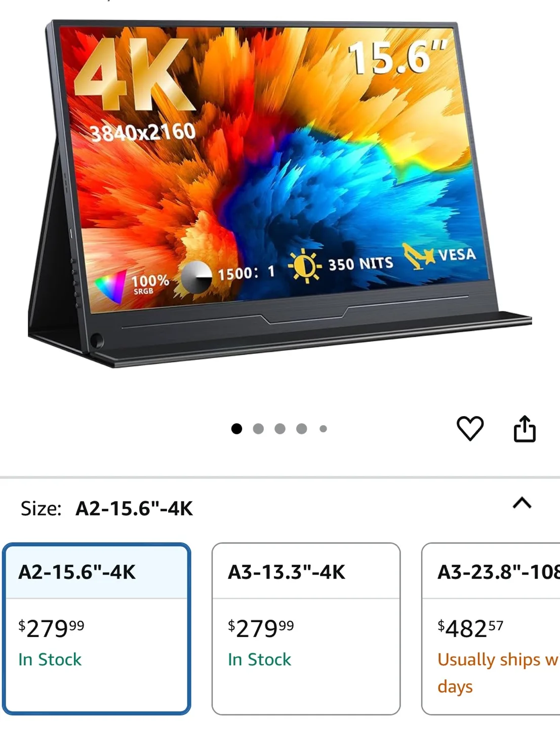 15.6” 4K Portable Monitor USB-C HDMI for Laptop | PS5 | MacBook thumbnail