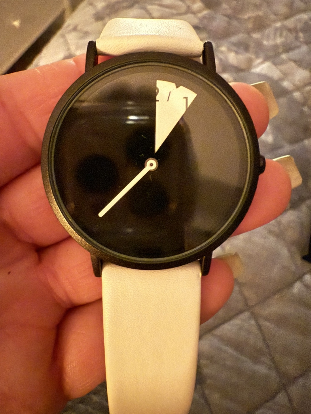 Minimalist Watch - Black Face, White Band