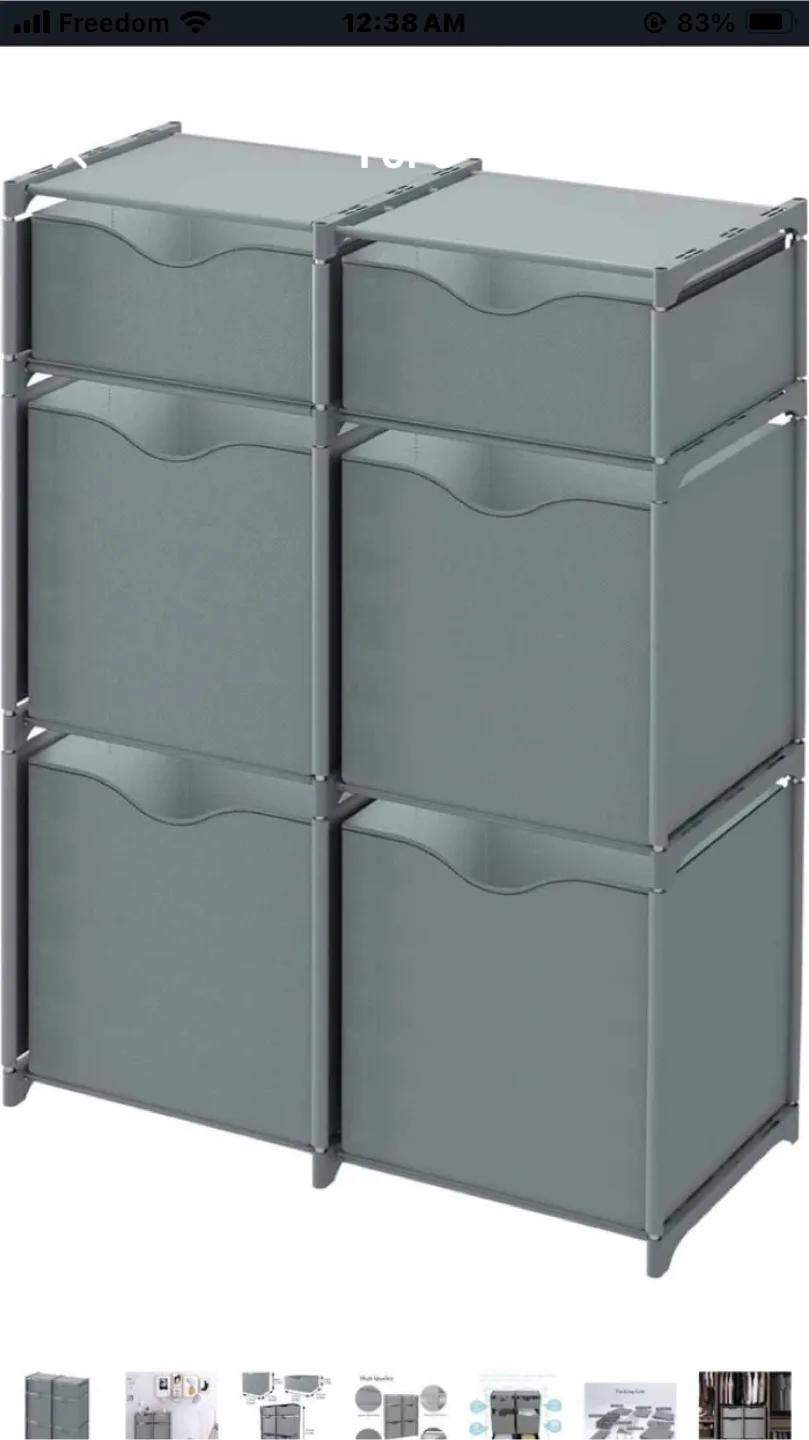 Dttwacoyh Cube Drawer Storage Shelf - Grey thumbnail