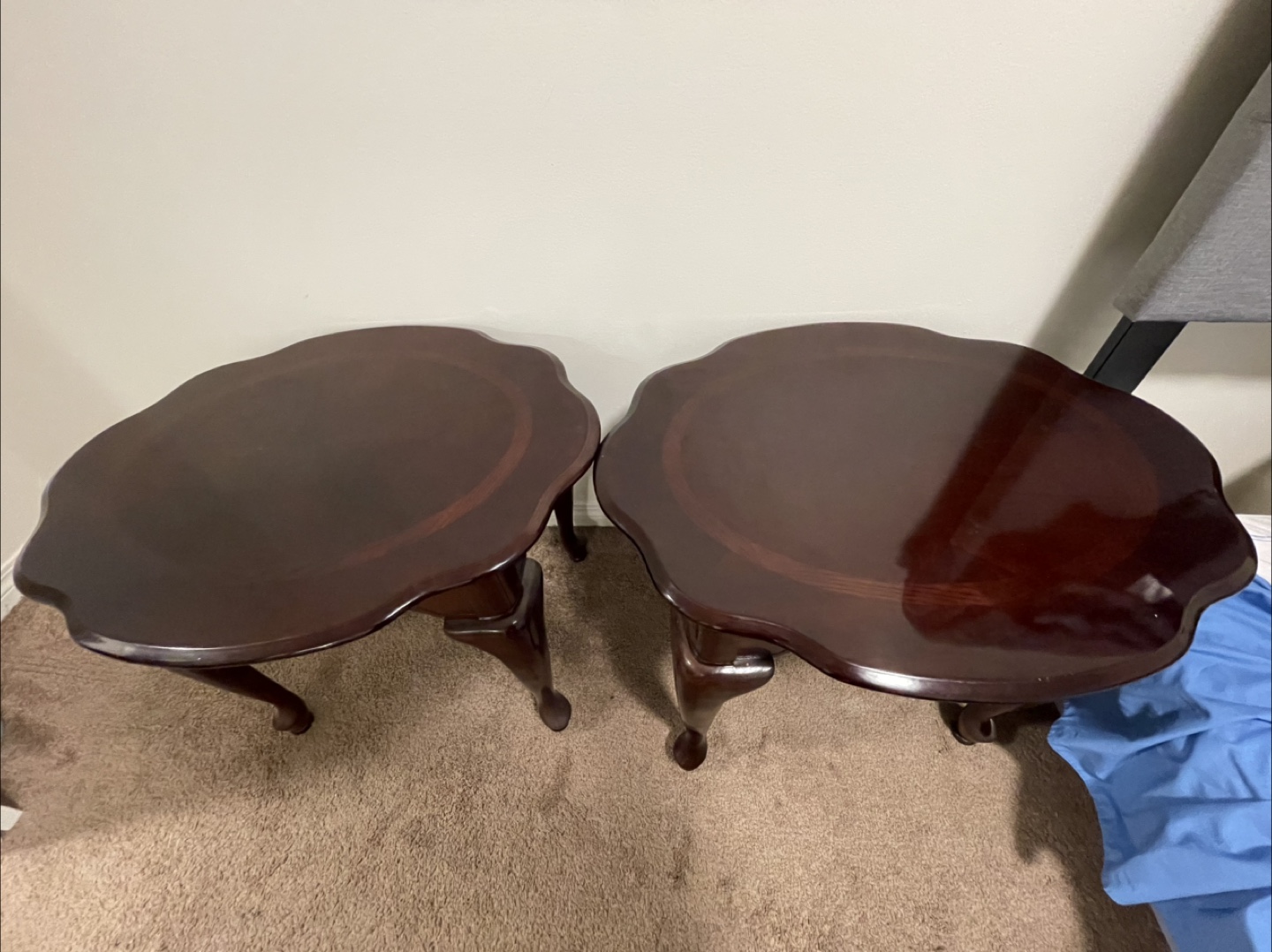 Pair of Dark Wood Accent Tables - 21" Tall