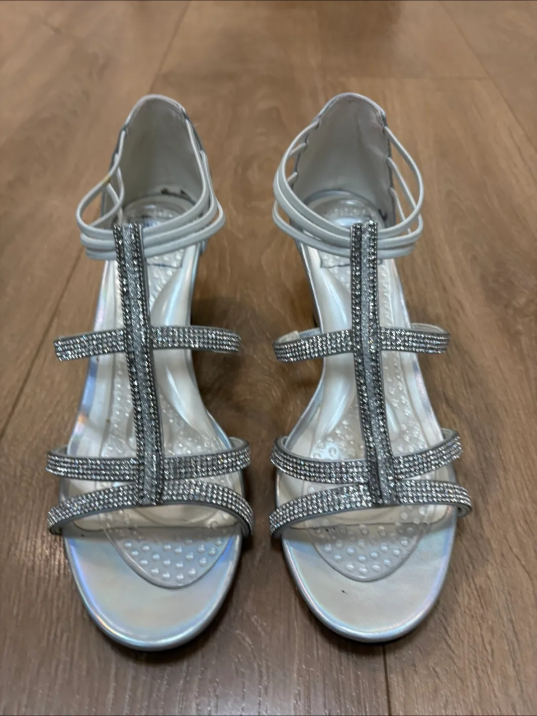 Wedding shoes Silver Rhinestone Wedge Heels thumbnail