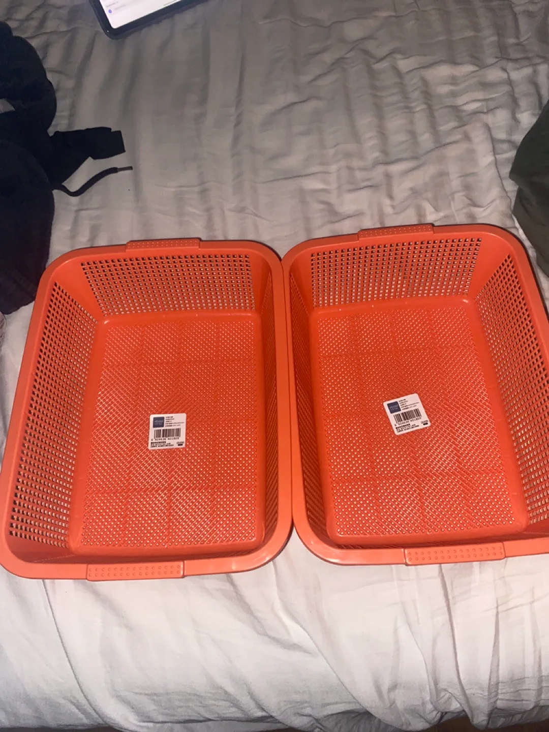 Orange Plastic Storage Baskets (Set of 2) 🧡 thumbnail