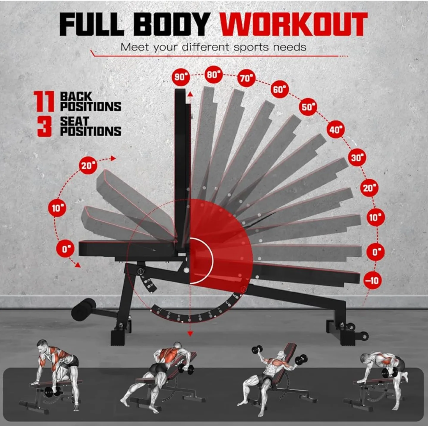 NEW Ajmori 1200LB Weight Bench image indicator(5)