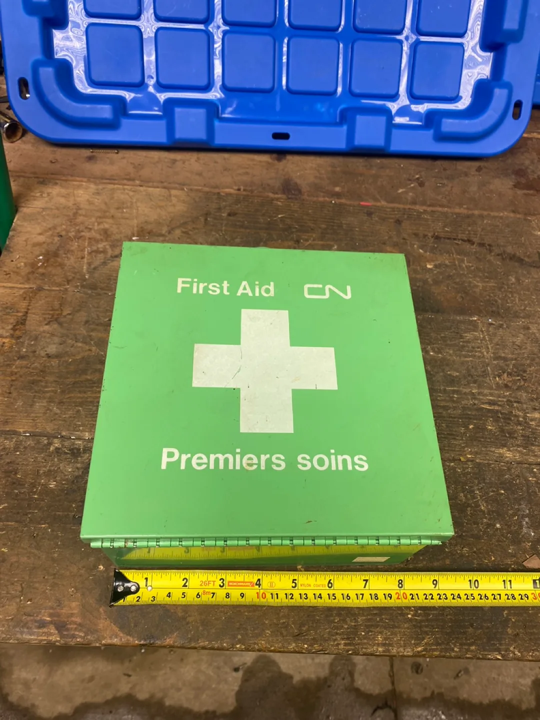 Vintage CN First Aid Kit - Green Metal Box thumbnail