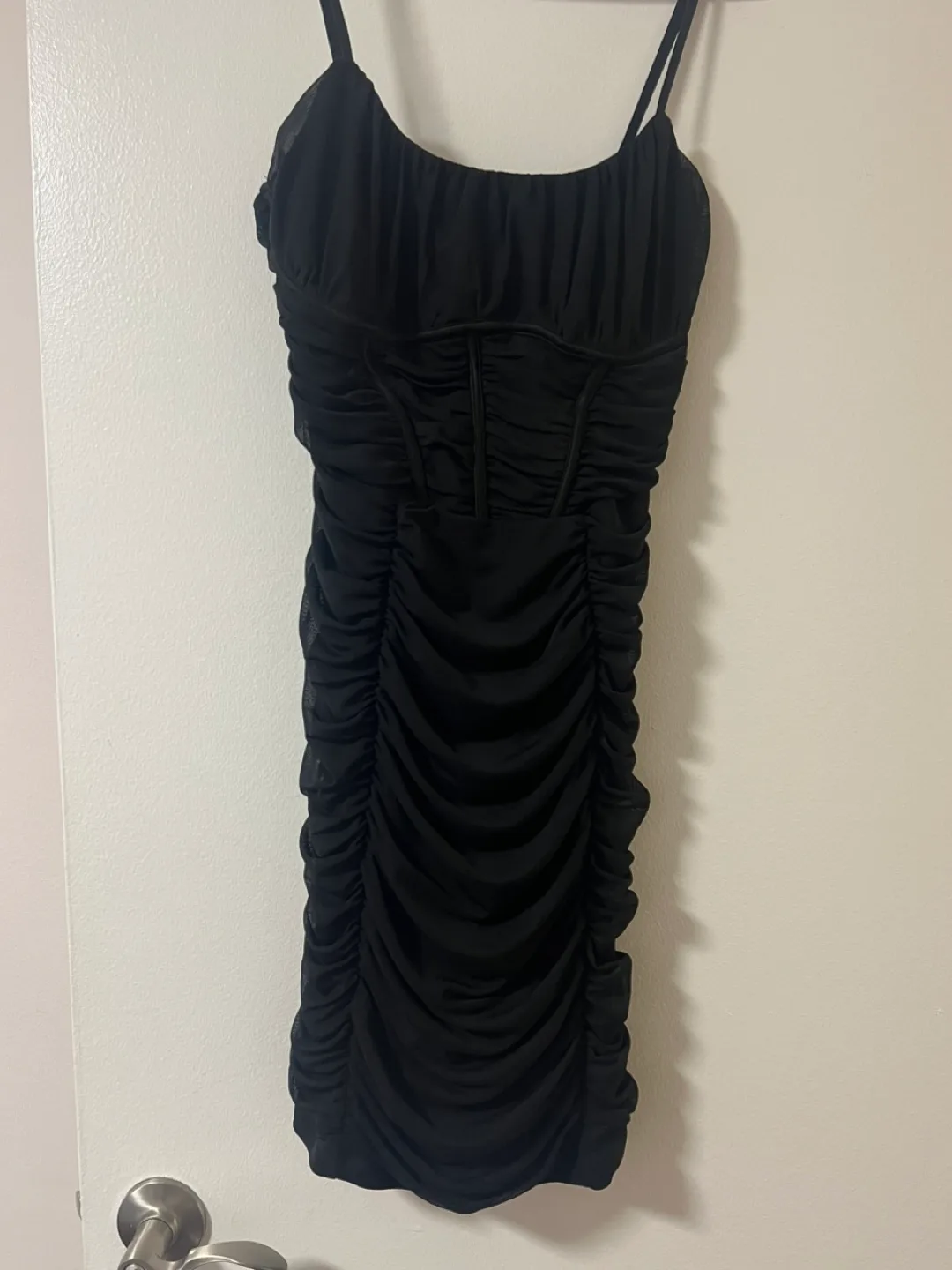 Honey Black Ruched Mini Dress thumbnail
