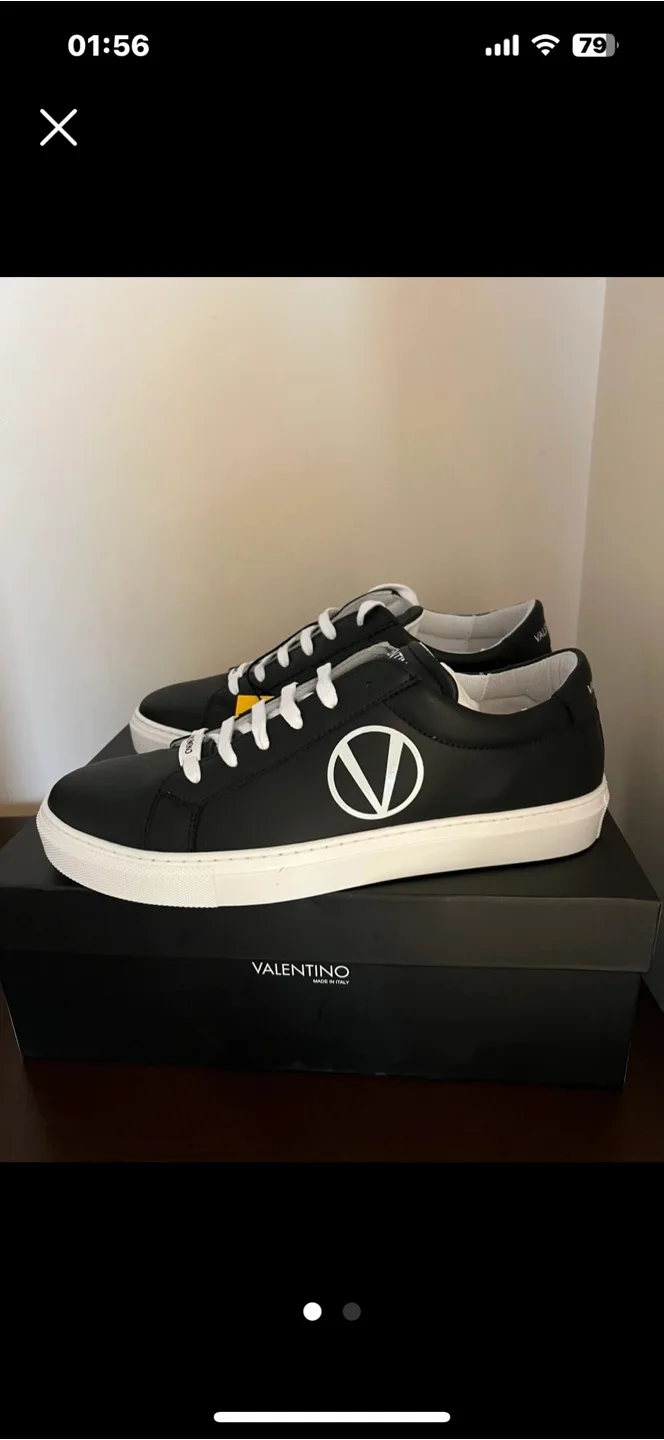 Valentino Black Leather Sneakers, Size 10 thumbnail