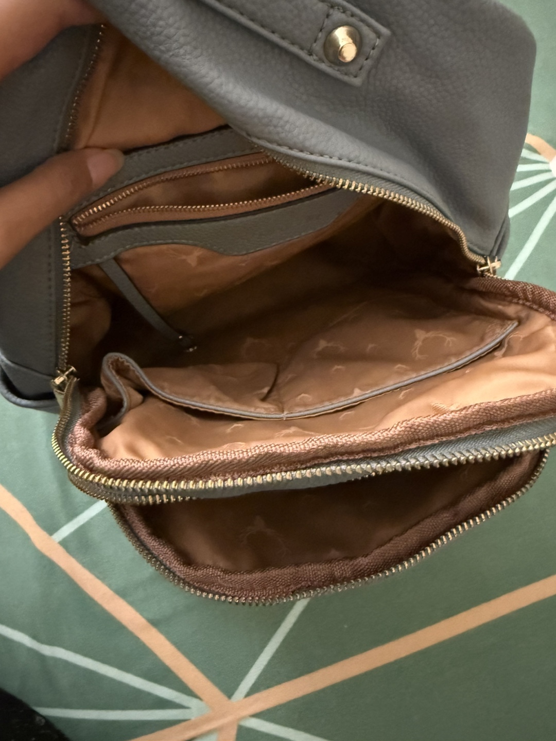 NEED GONE BY JULY 8 - Allen Solly Grey Faux Leather Backpack - photo 3