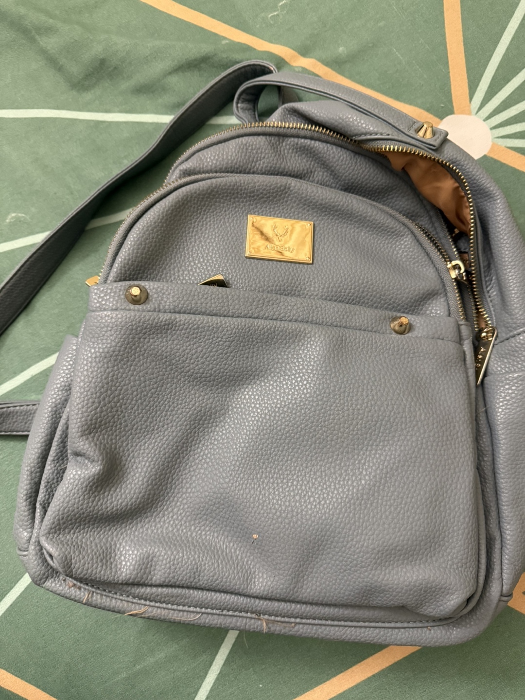 NEED GONE BY JULY 8 - Allen Solly Grey Faux Leather Backpack