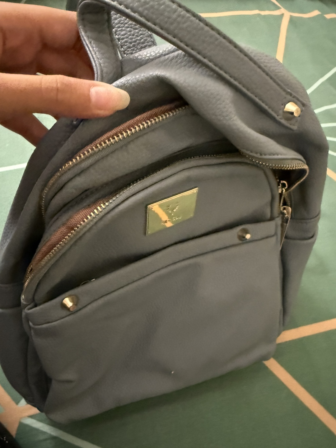 NEED GONE BY JULY 8 - Allen Solly Grey Faux Leather Backpack - photo 2
