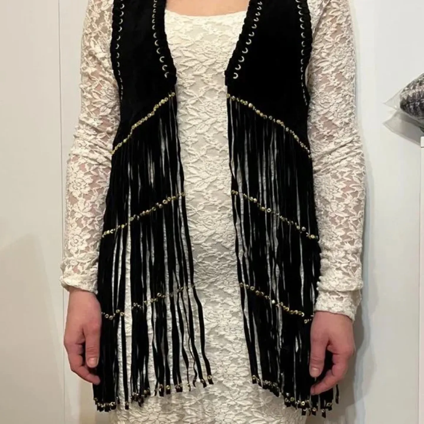 Michael Kors Open Front Vest Sleeveless Tassel Fashion Jacket XS thumbnail