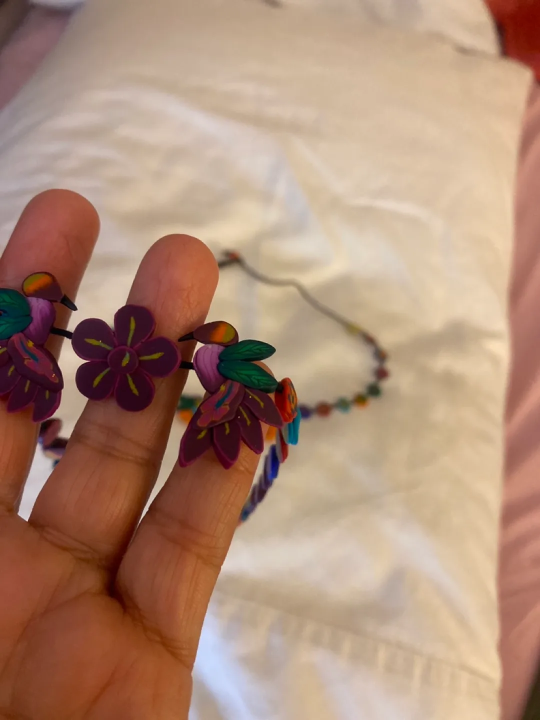 Handmade Floral Beaded Necklace (1) image indicator(2)