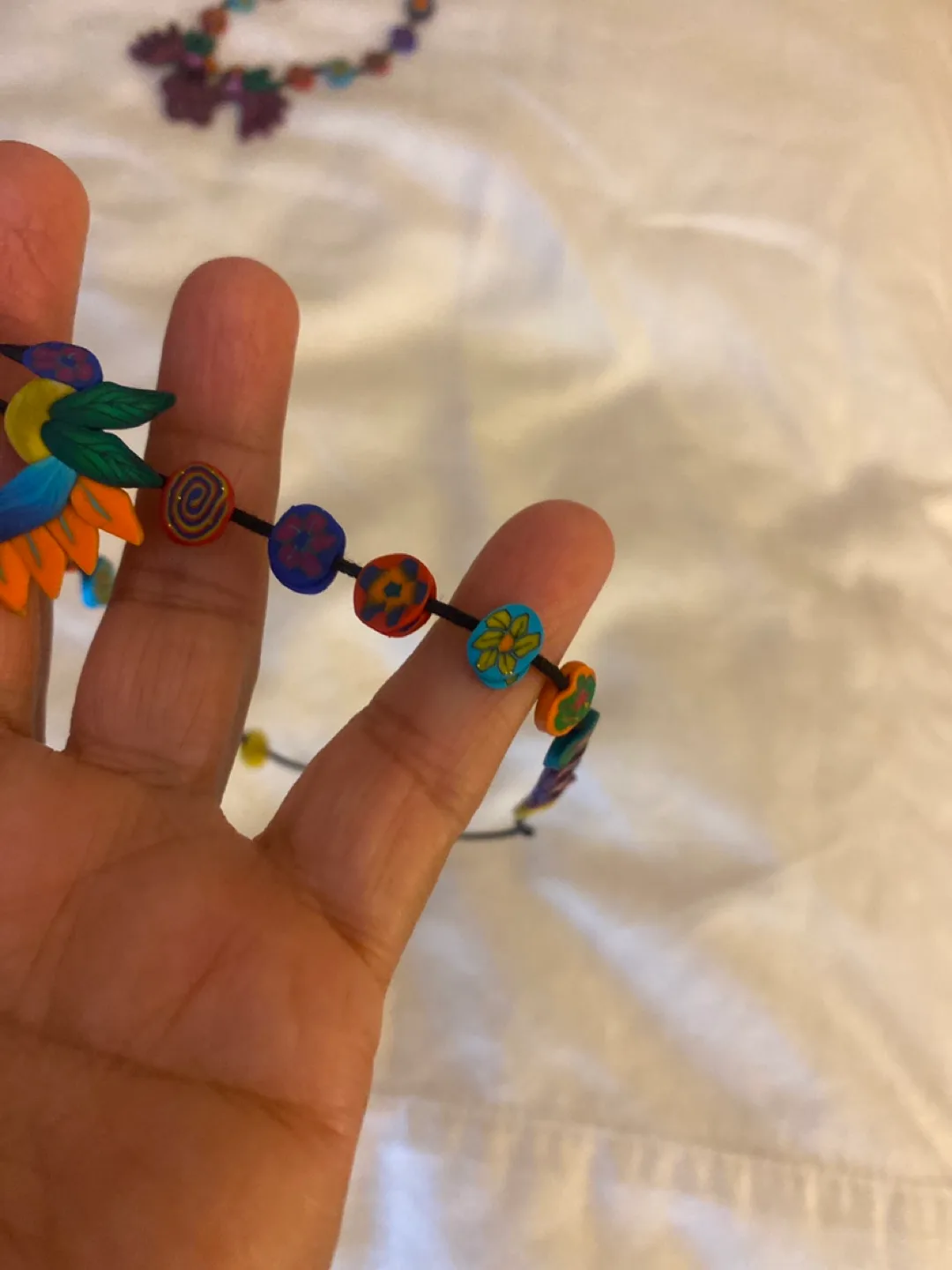 Handmade Floral Beaded Necklace (1) image indicator(5)