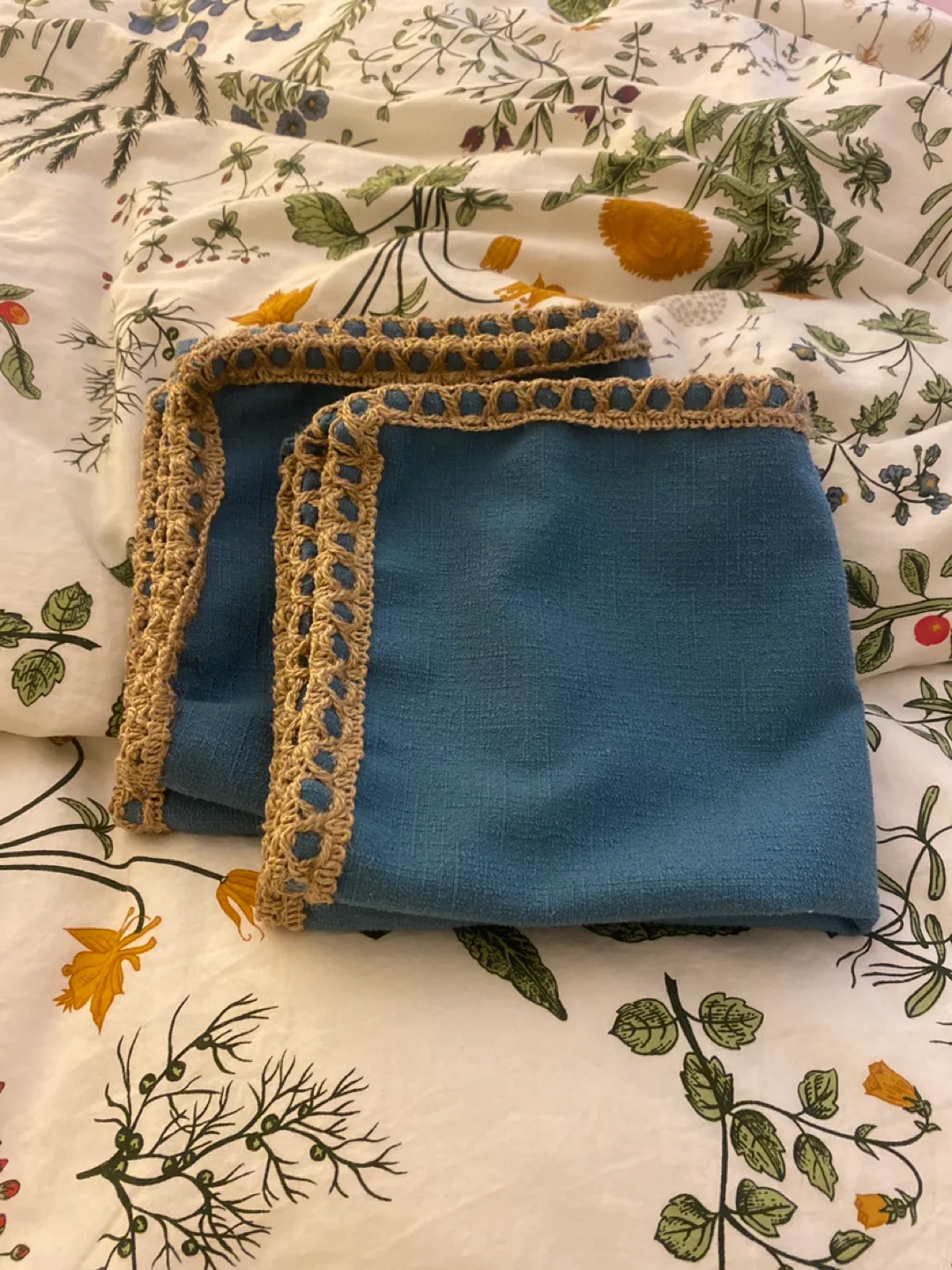 Blue Decorative Pillow Covers with Crochet Trim image indicator(4)