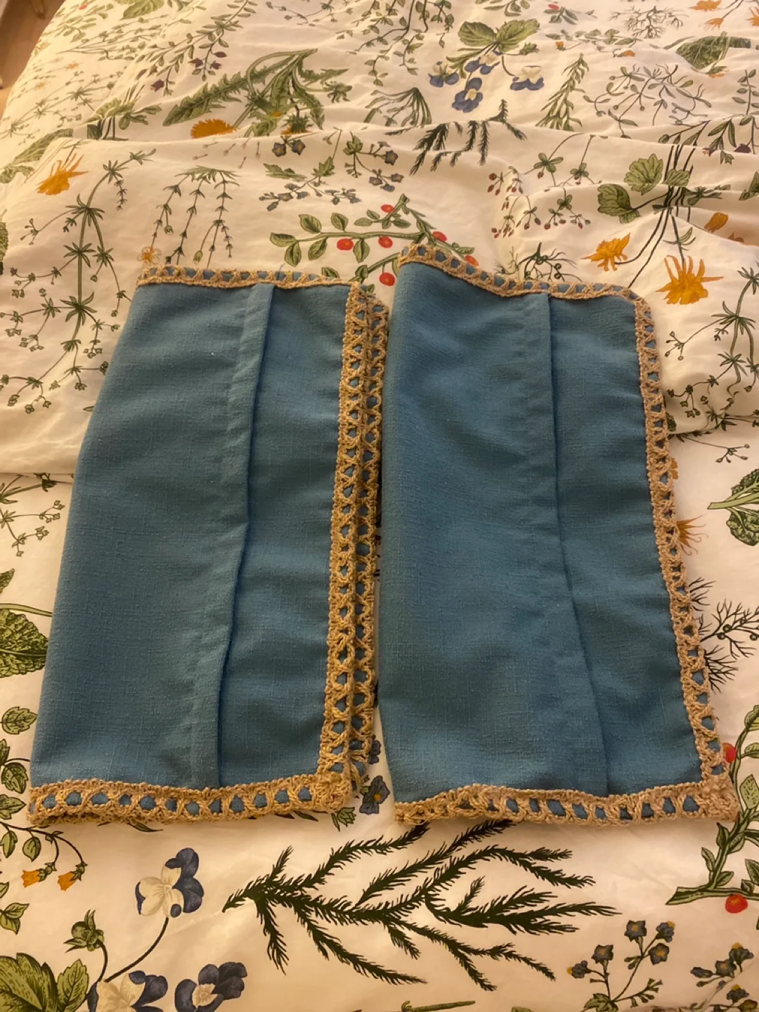 Blue Decorative Pillow Covers with Crochet Trim image indicator(2)