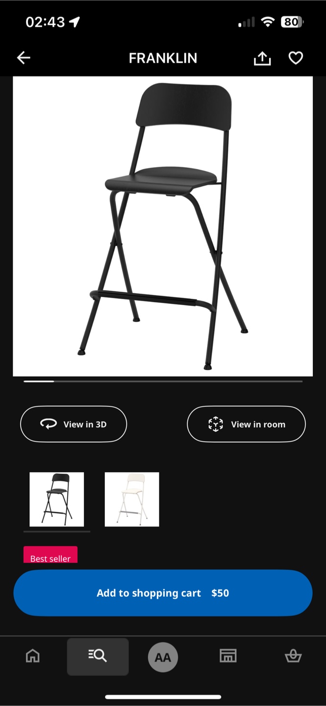 Two folding bar stools