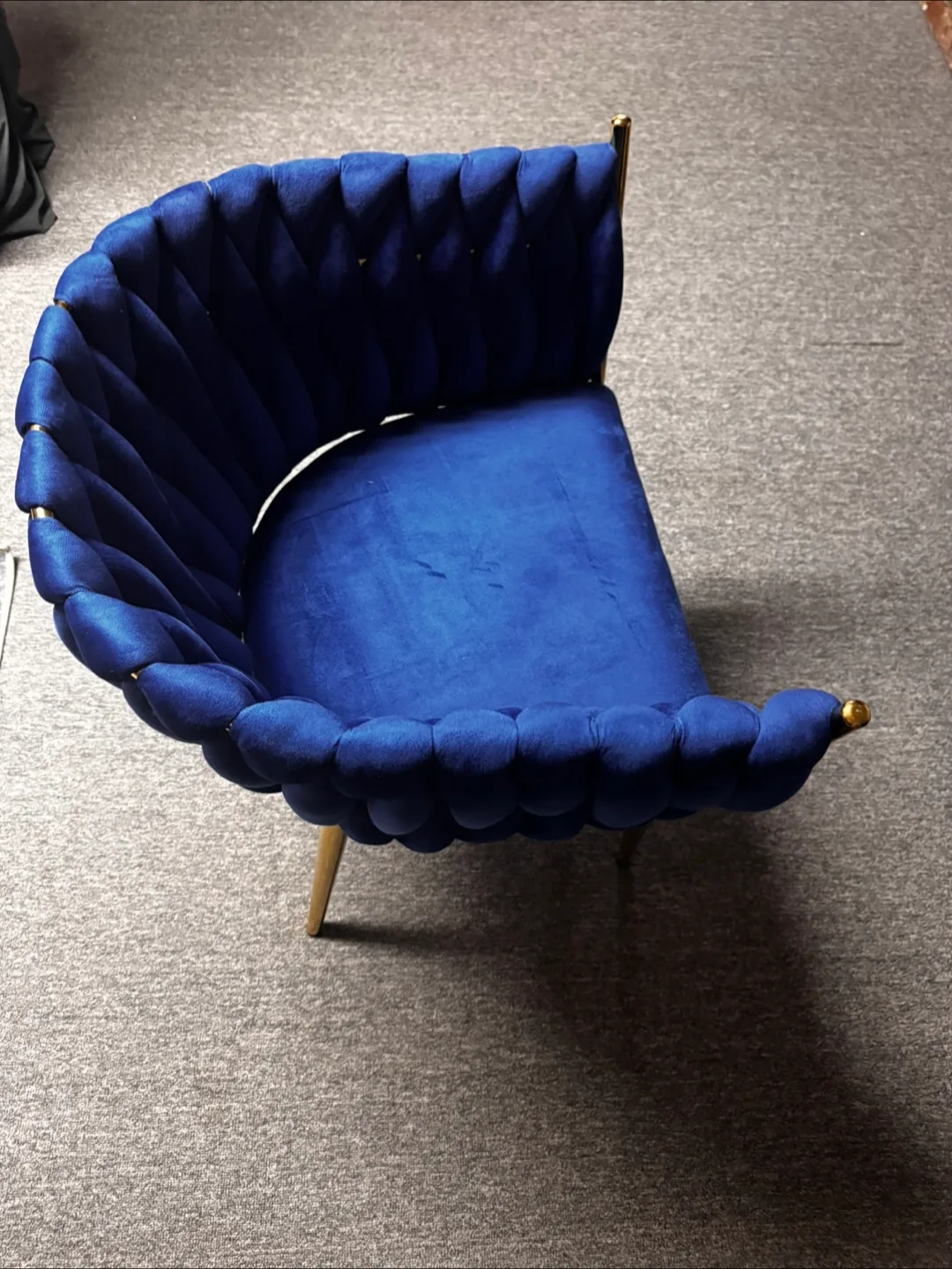 Blue Velvet Accent Chair with Gold Legs image indicator(2)