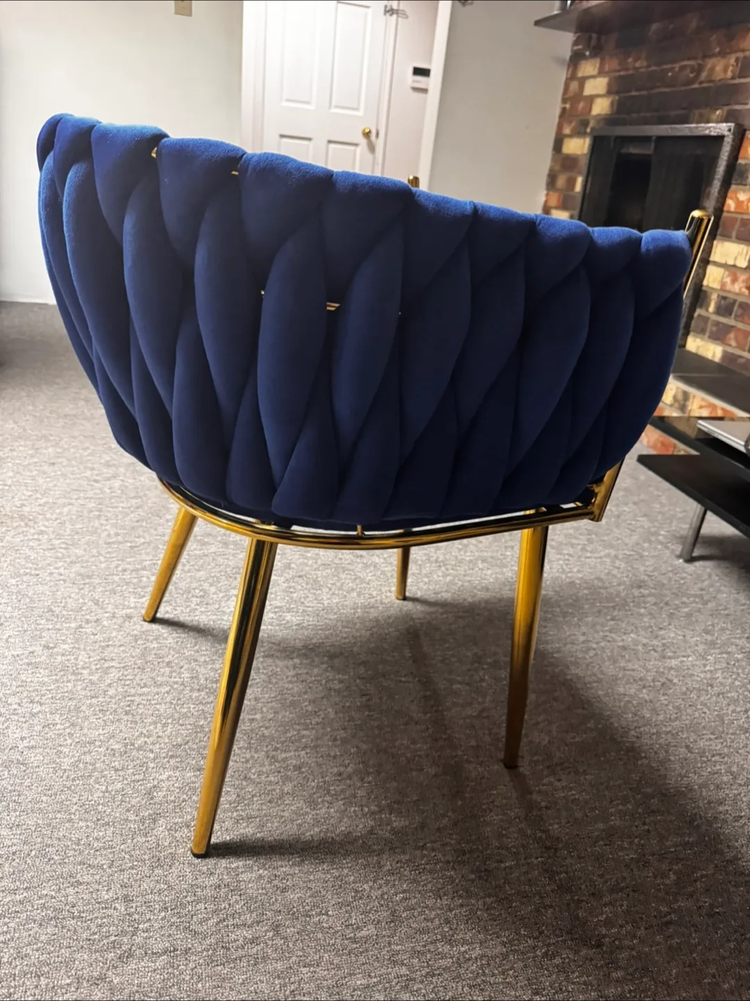 Blue Velvet Accent Chair with Gold Legs image indicator(3)