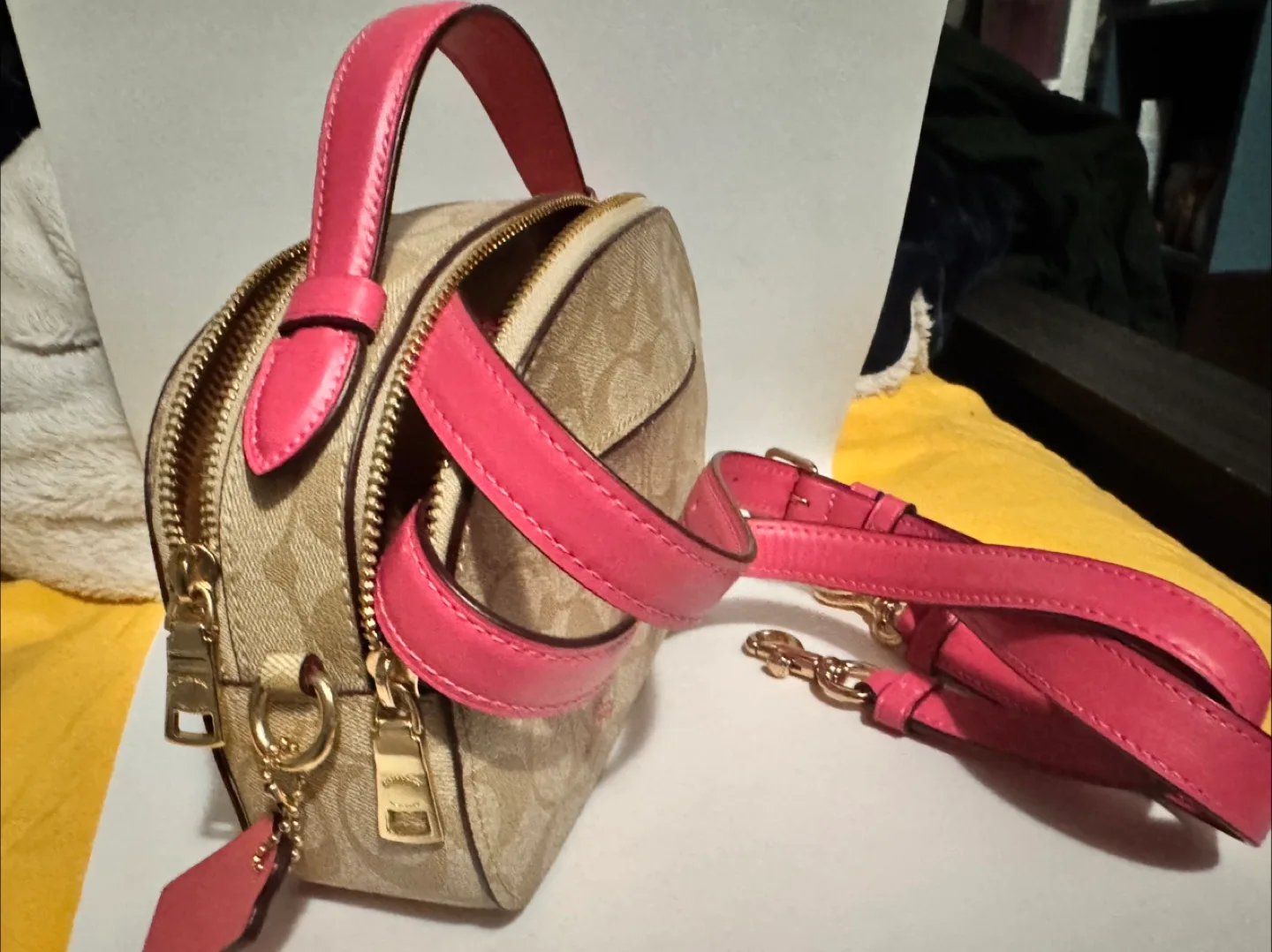 Coach Beige & Pink Dome Crossbody Bag image indicator(3)