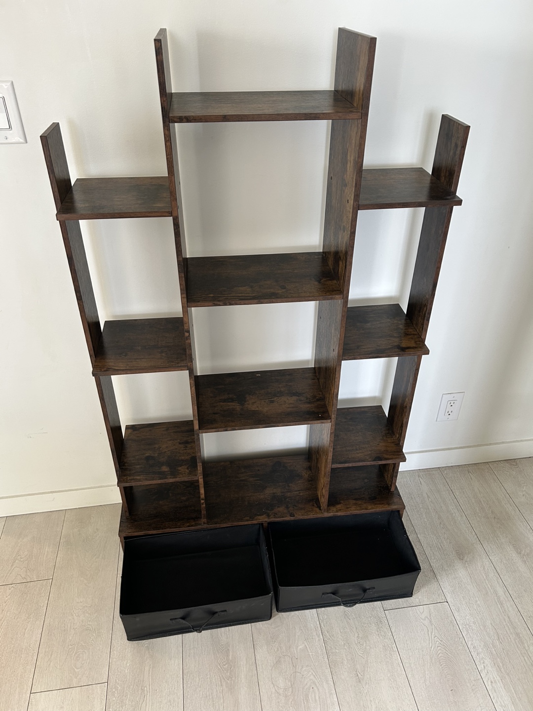 Dark Brown Wooden Bookshelf with Drawers - photo 4