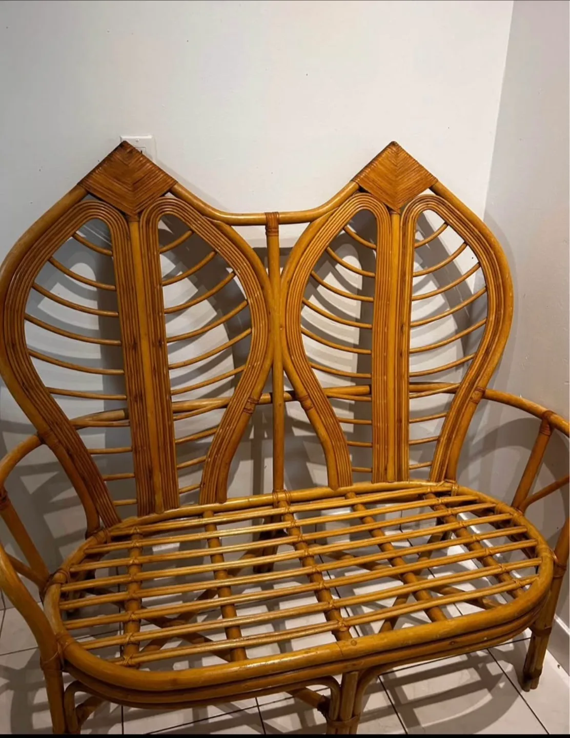 Vintage Rattan Peacock Chair / Loveseat thumbnail