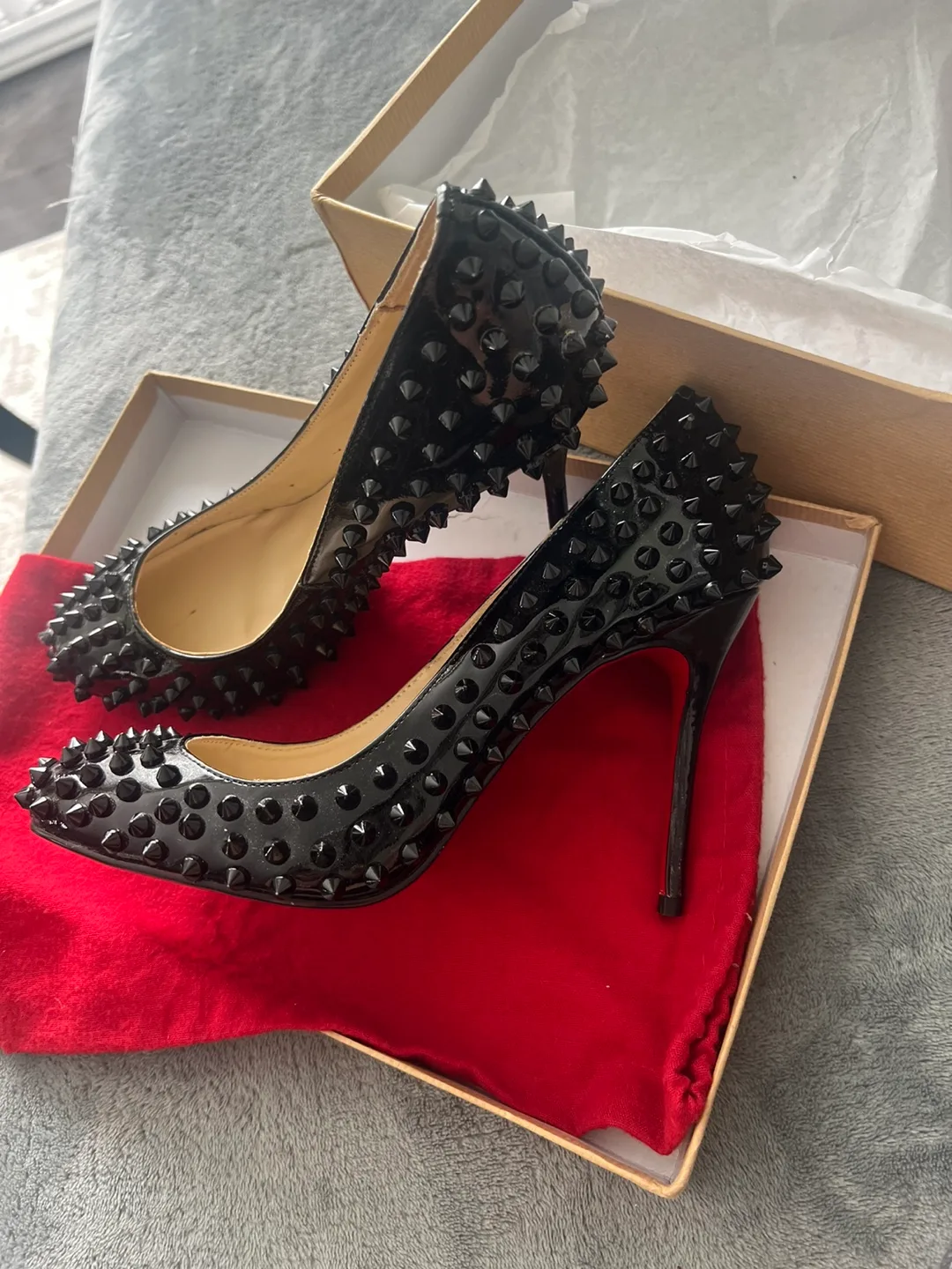 Christian Louboutin Black Studded Heels - Size 38/37 thumbnail