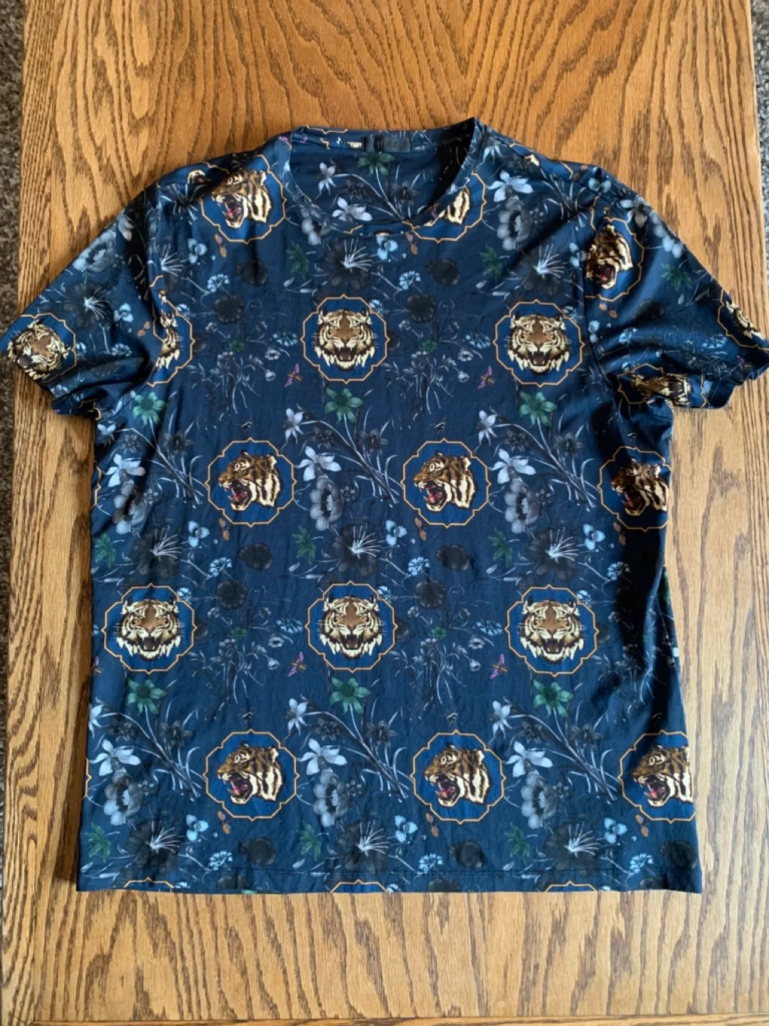 Bold Graphic Tiger & Floral Print Tee by TTIIRR – Size 4XL thumbnail