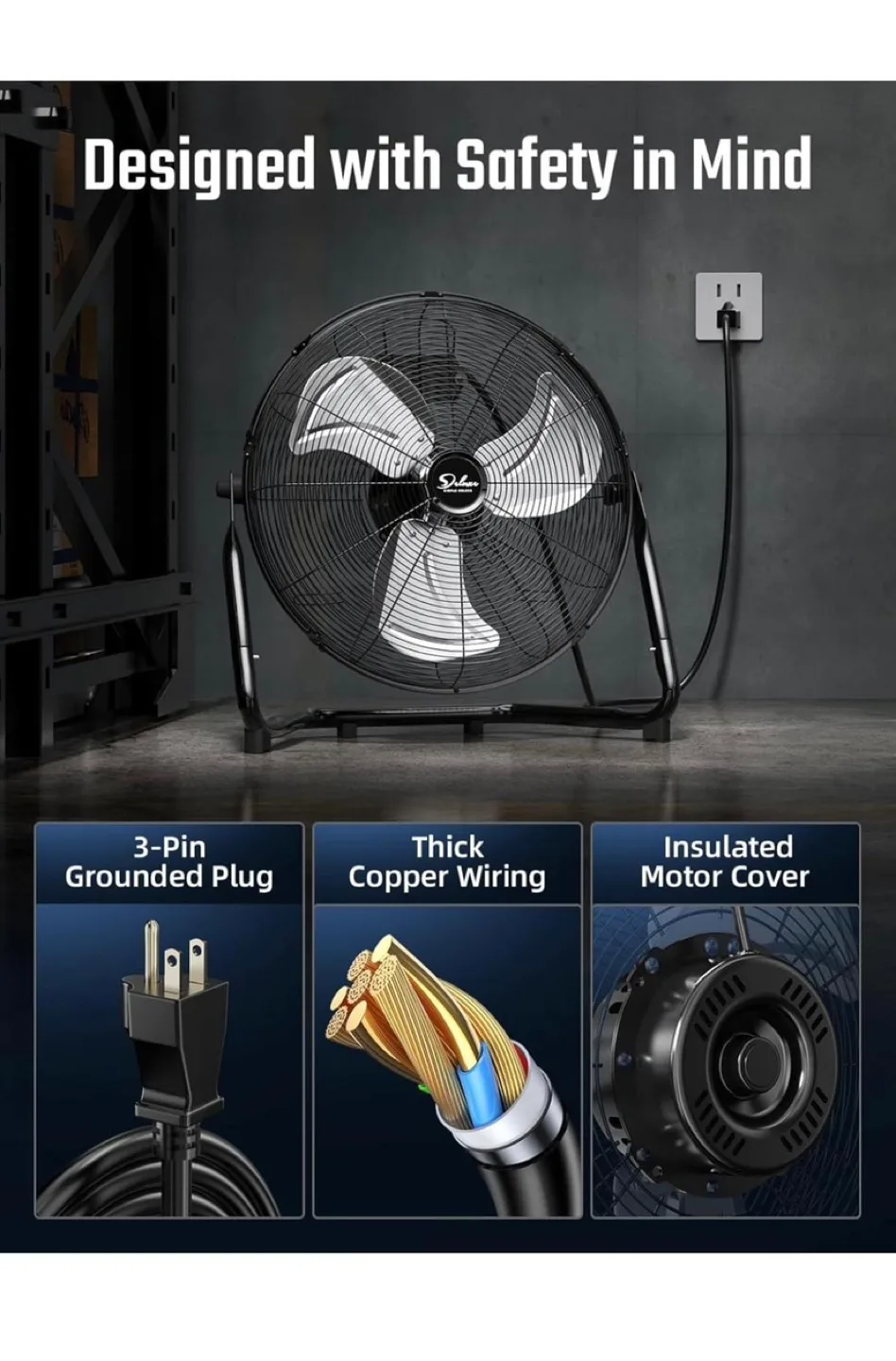 Simple Deluxe 20-Inch Floor Fan image indicator(3)