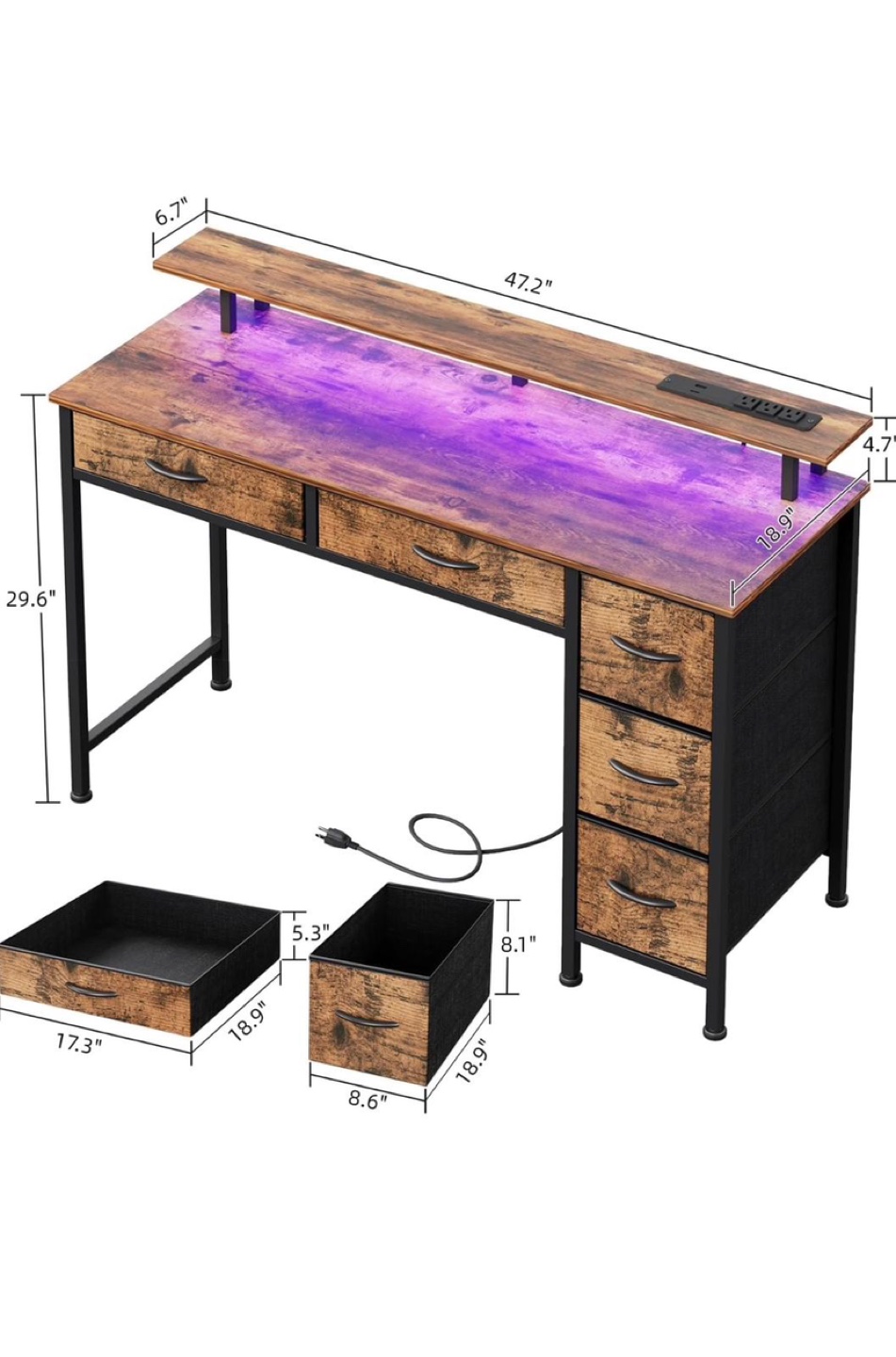 GAMING / Computer Desk with LED Lights - photo 2