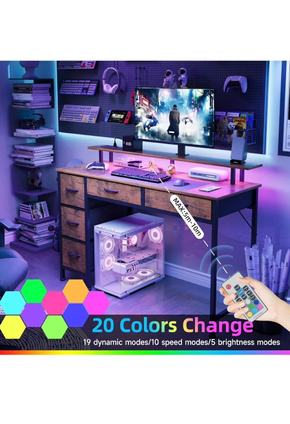 GAMING / Computer Desk with LED Lights thumbnail