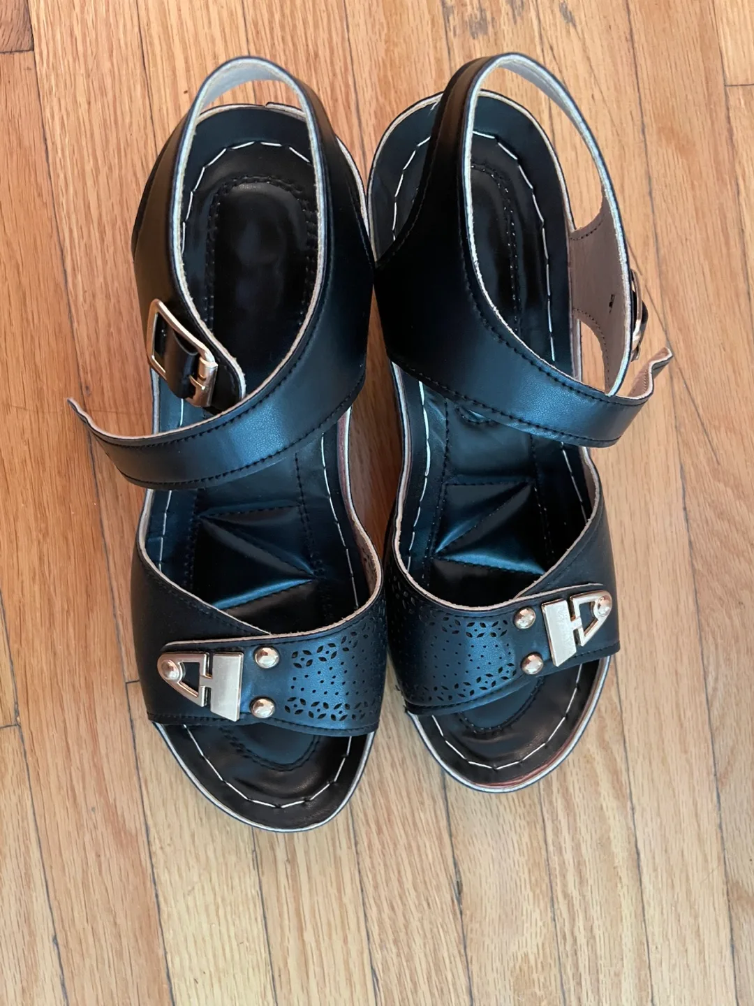 Woman Black Heeled Sandals, US size 5.5, EU size 36 thumbnail