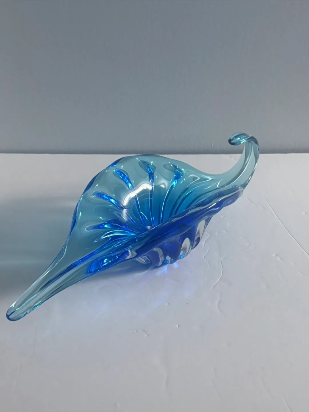Blue Art Glass Bowl - 15 inch thumbnail