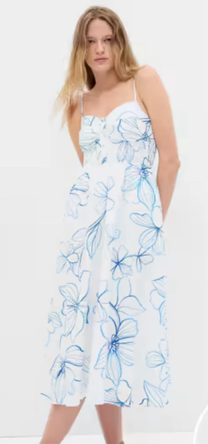 Gap Floral Print Tie-Strap Midi Dress image indicator(2)