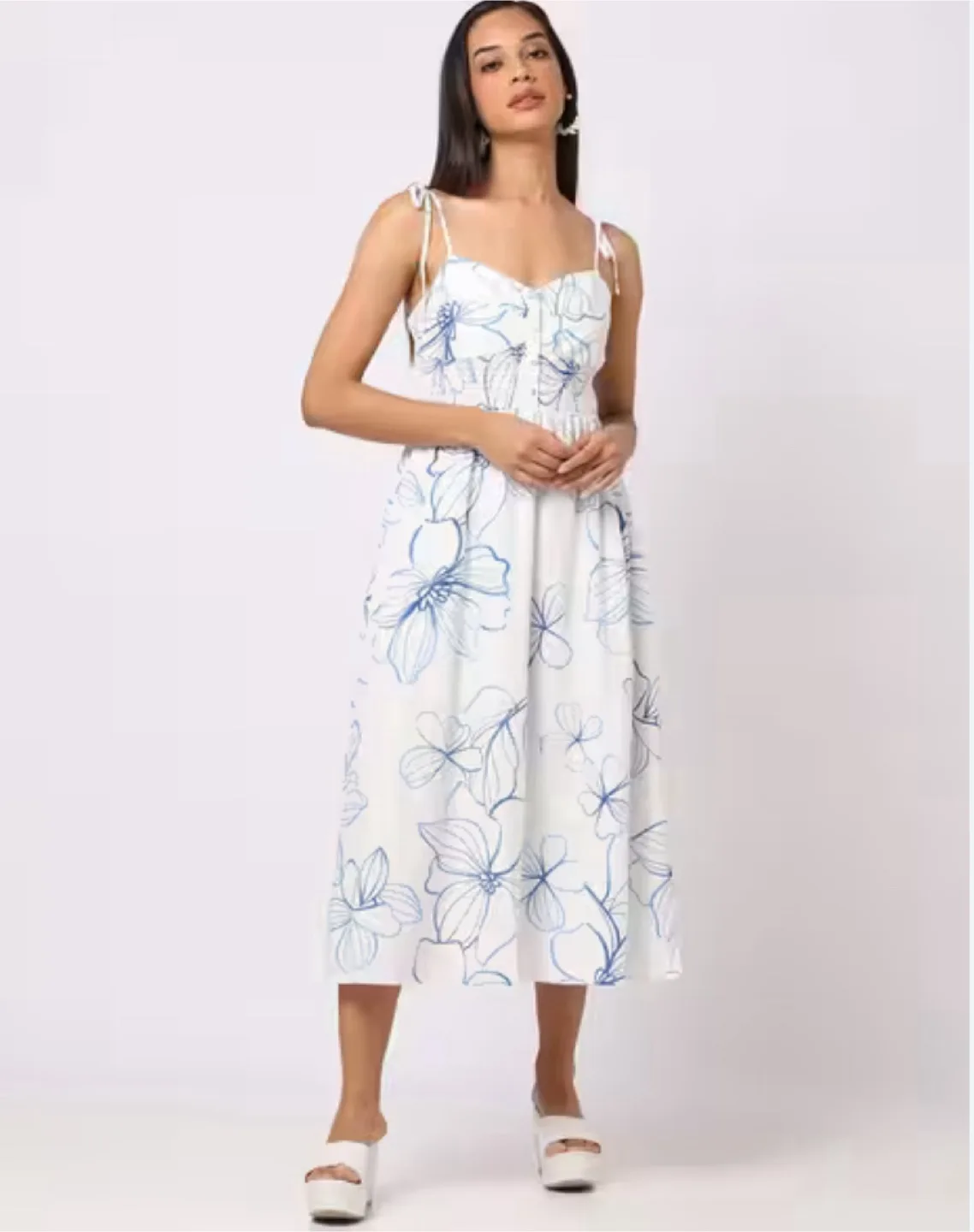 Gap Floral Print Tie-Strap Midi Dress image indicator(3)