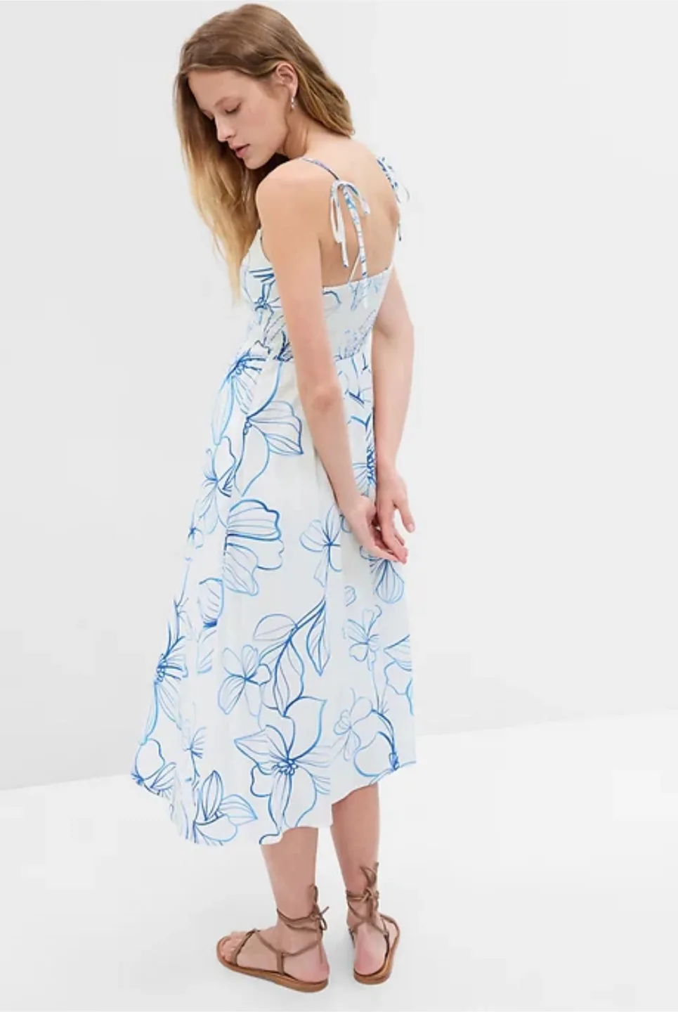 Gap Floral Print Tie-Strap Midi Dress thumbnail