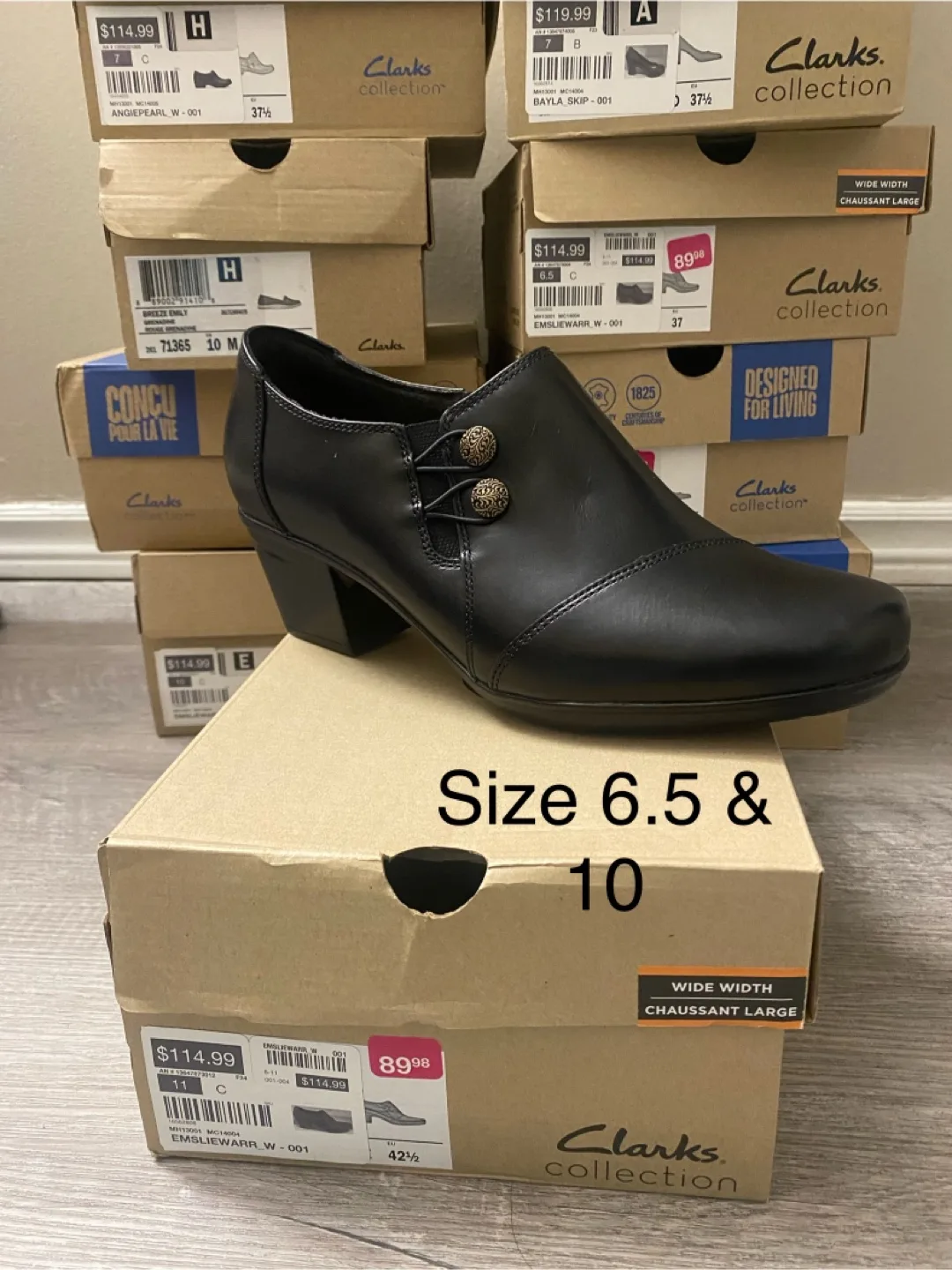 Brand new Clarks Emslie Warr Black Leather Shoes - Size 10 thumbnail
