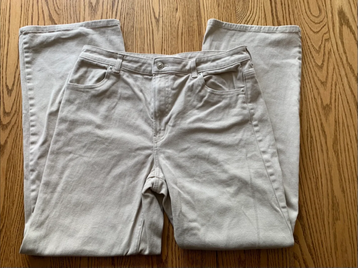 H&M Divided Beige Wide Leg Jeans - Size 14 thumbnail