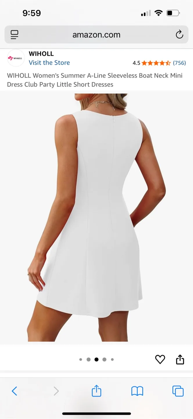 WIHOLL White Sleeveless A-Line Mini Dress - Size S image indicator(3)