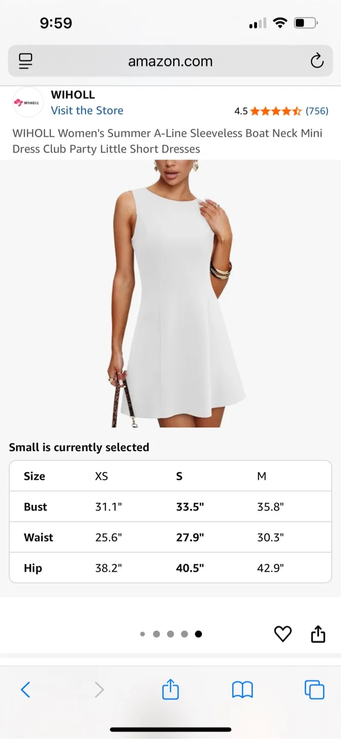 WIHOLL White Sleeveless A-Line Mini Dress - Size S image indicator(4)