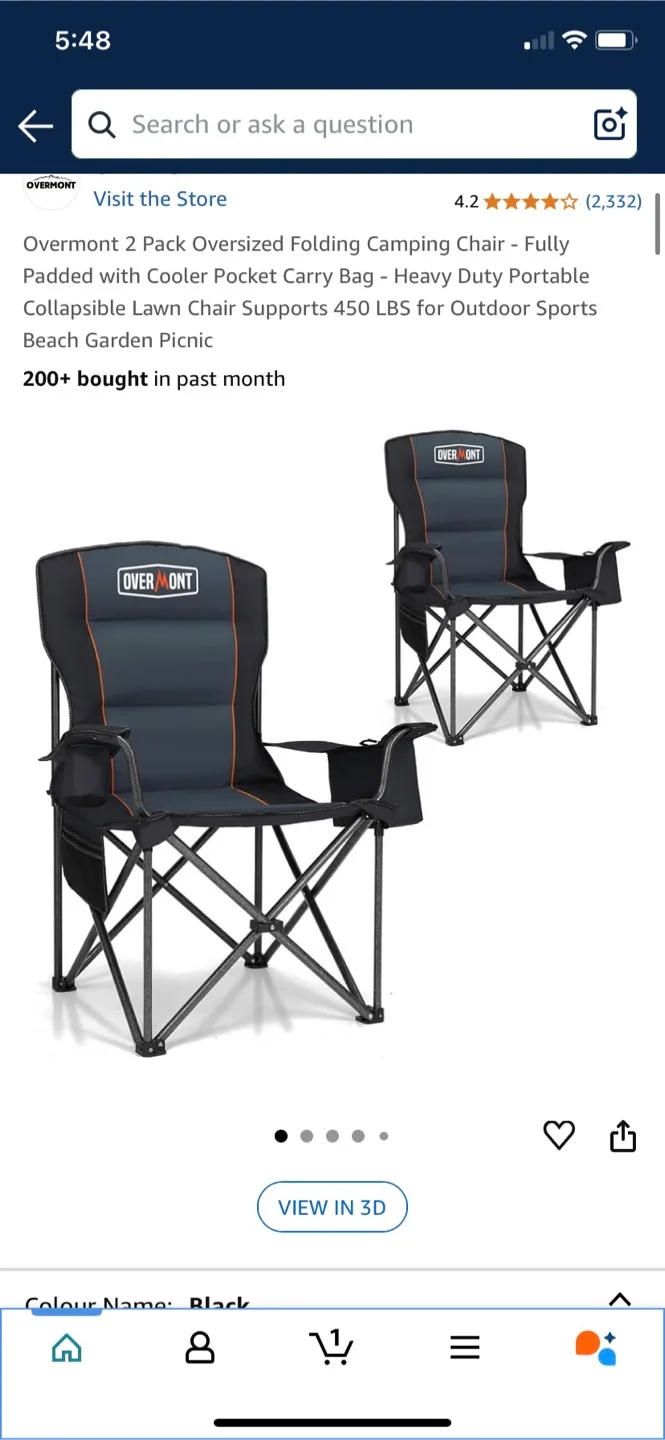 2 pack Overmont Oversized Folding Camping Chair thumbnail