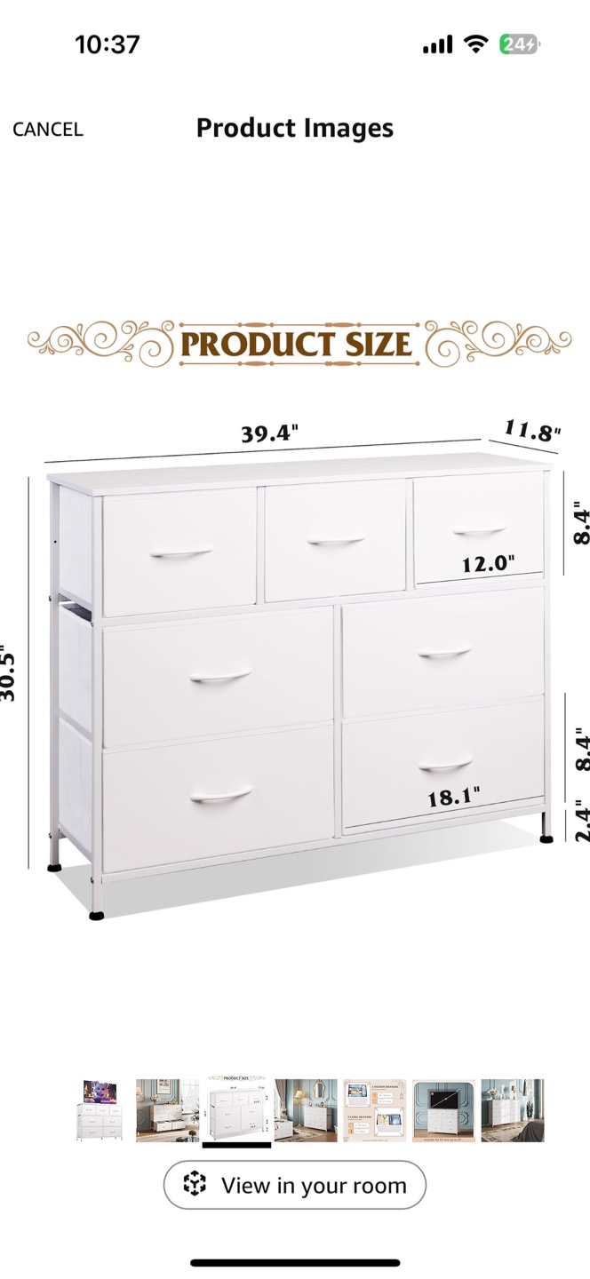 White 7-Drawer Fabric Dresser - photo 2