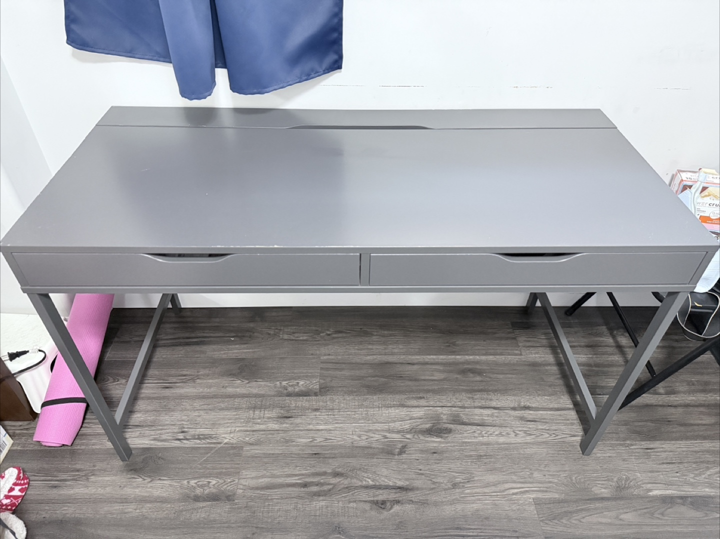 Ikea Grey Desk/table with Drawers and cable point - photo 3