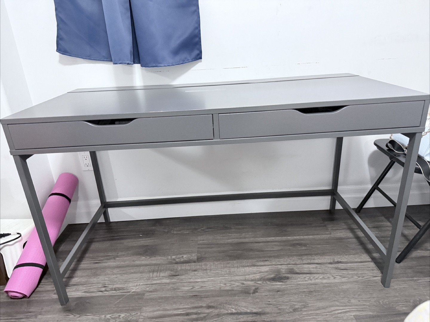 Ikea Grey Desk/table with Drawers and cable point - photo 2