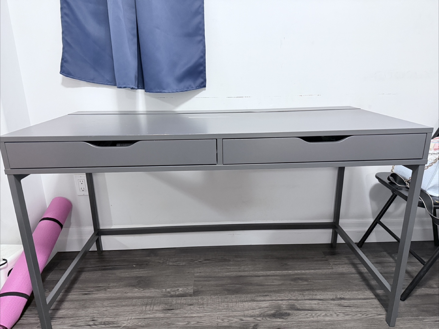 Ikea Grey Desk/table with Drawers and cable point