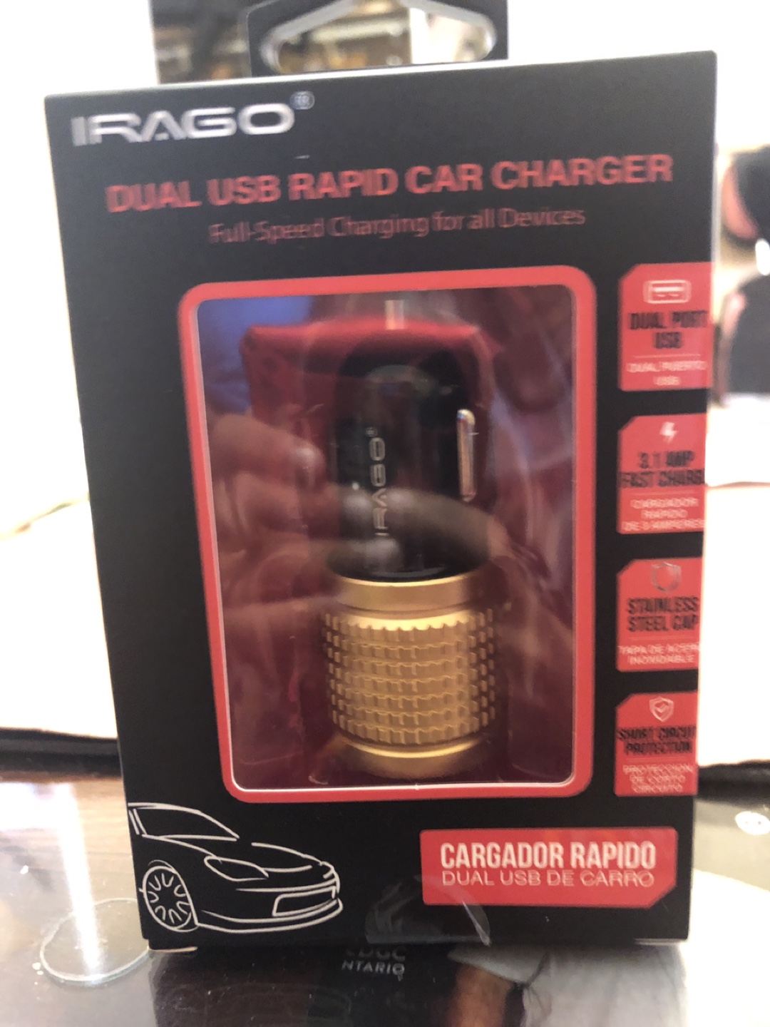 IRAGO Dual USB Rapid Car Charger - New