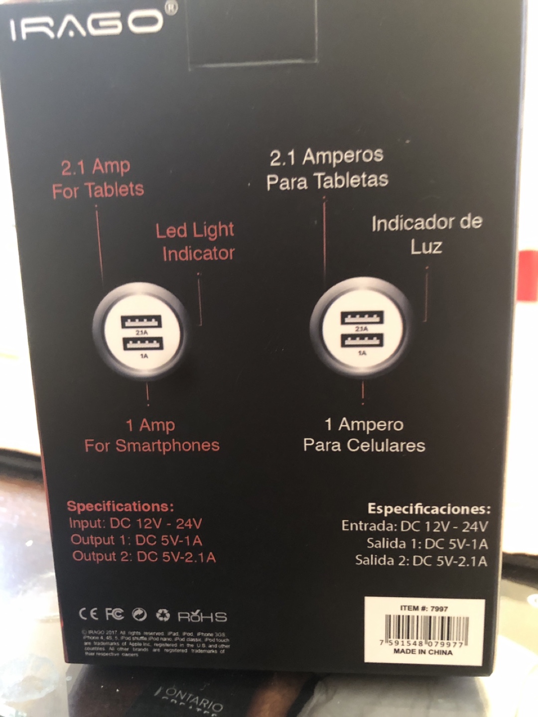 IRAGO Dual USB Rapid Car Charger - New - photo 2