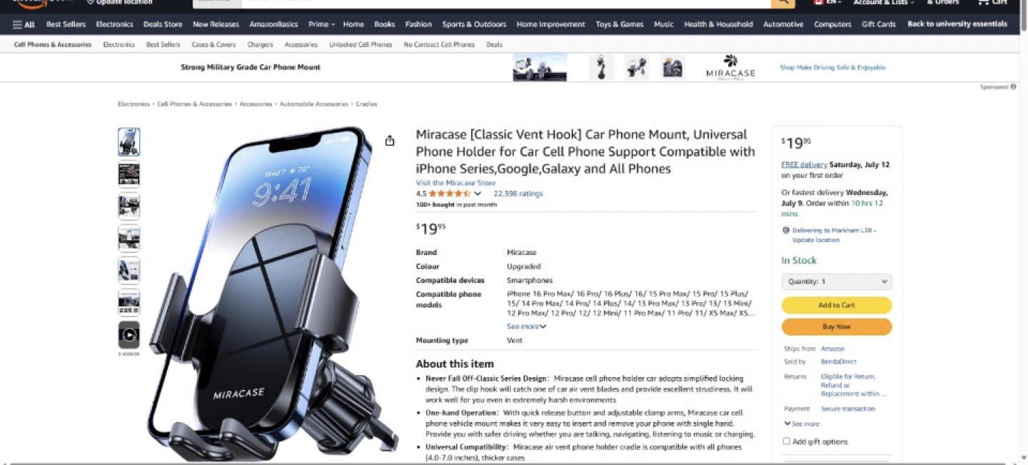 New Miracase Car Phone Holder, Universal, Black - photo 4