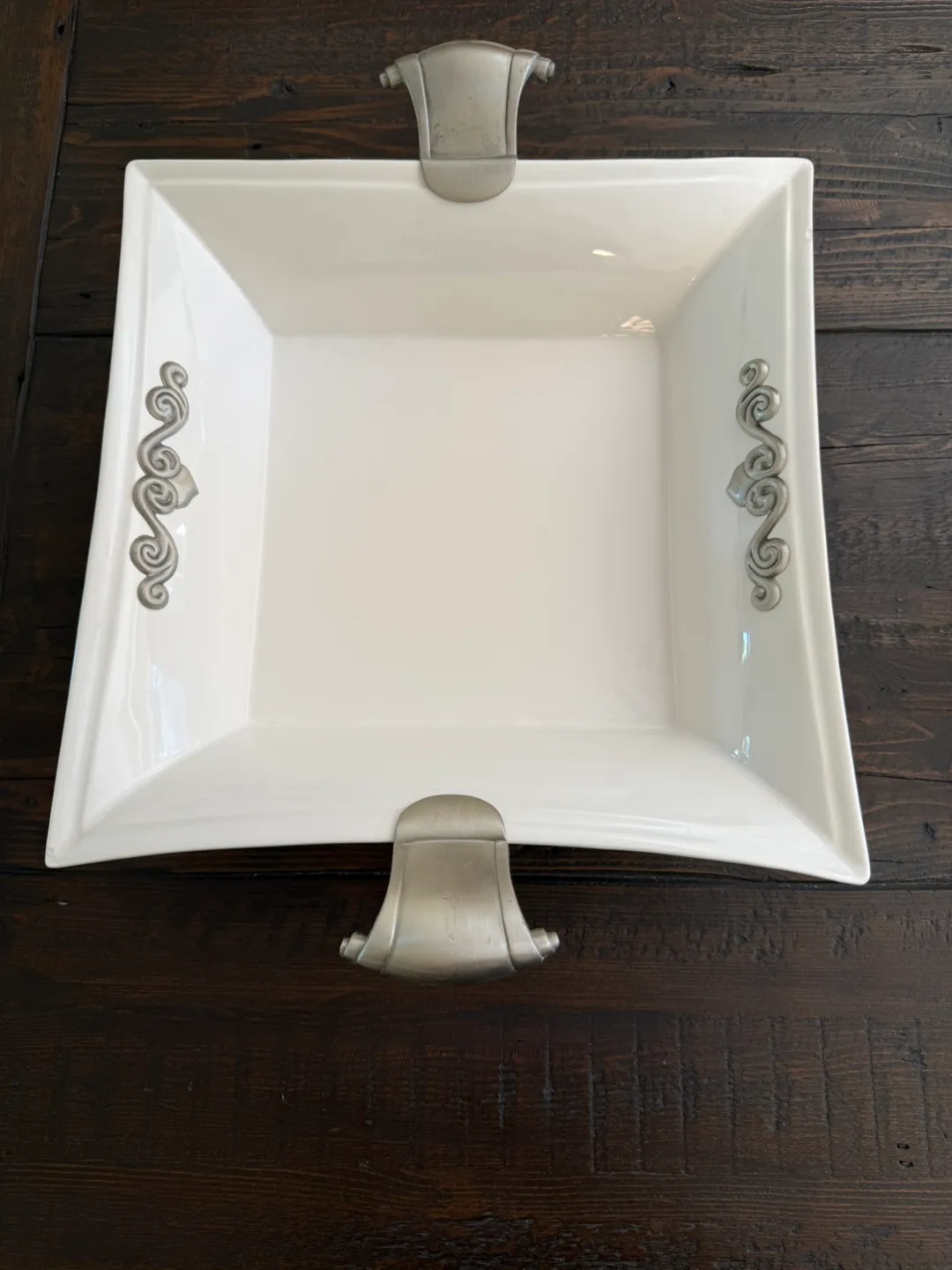White Decorative Serving Tray set of 2 thumbnail