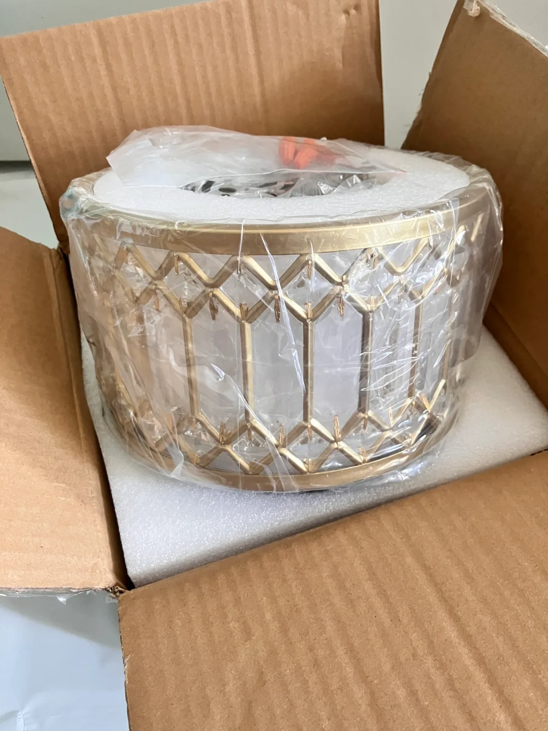 New Crystal & Metal Ceiling Light - gold thumbnail