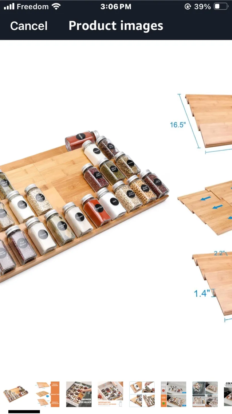 New DEWVIE Bamboo Spice Rack Tray thumbnail