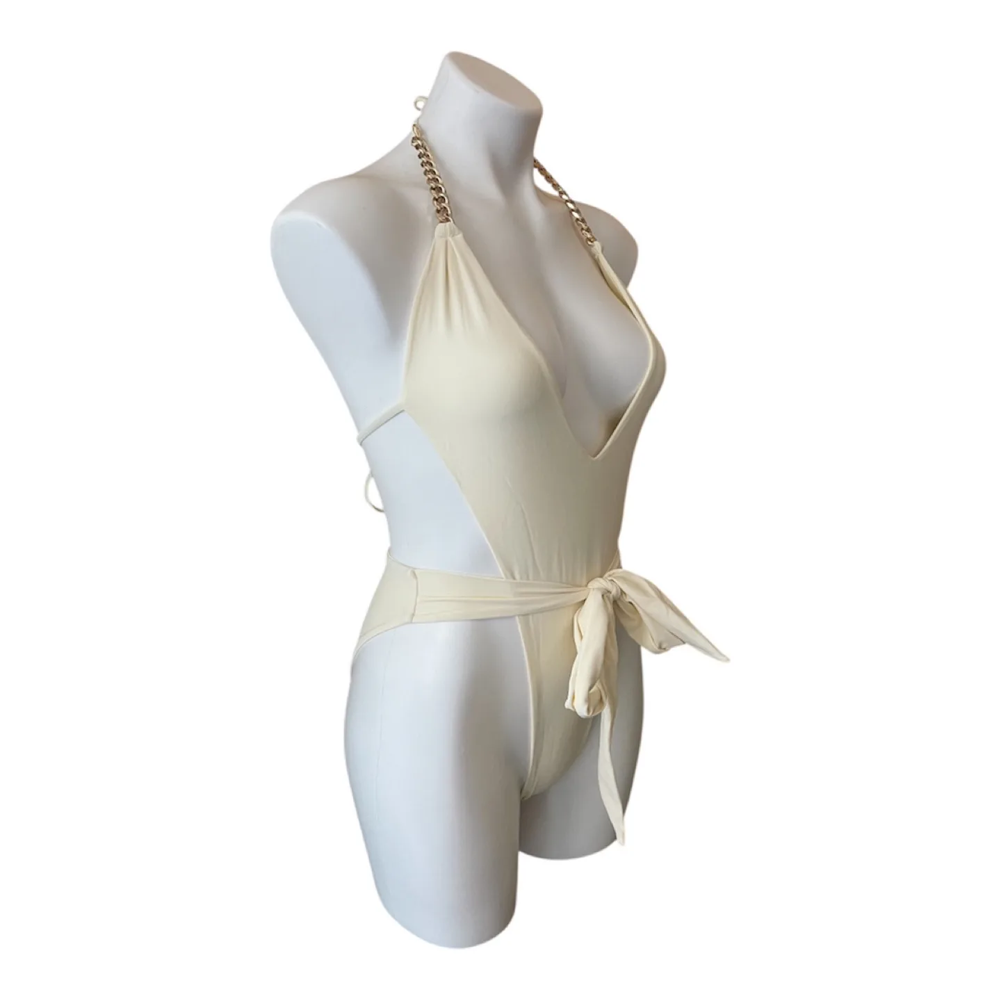 NWT White Monokini Cut Out Swimsuit Medium image indicator(2)